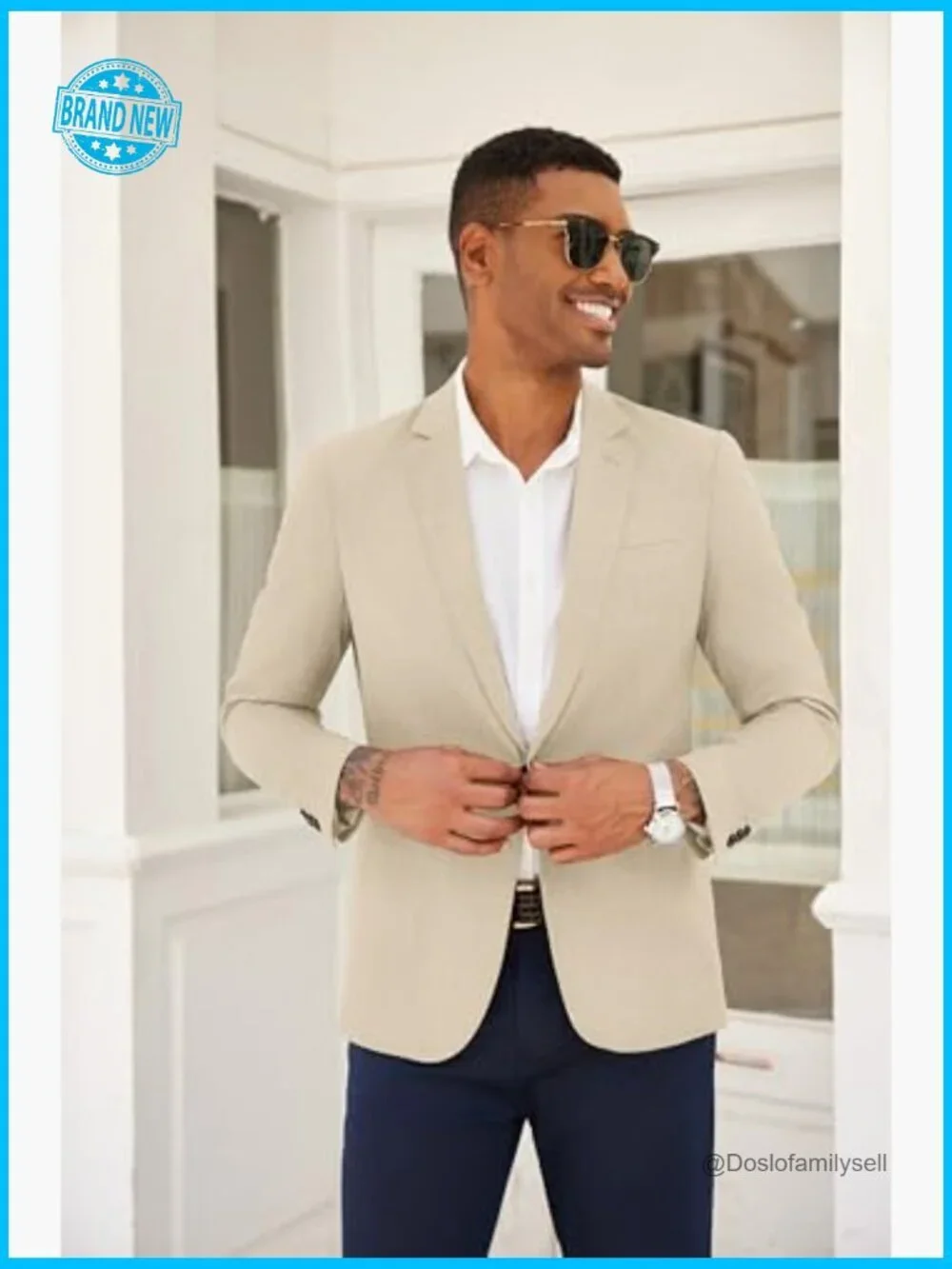 Slim Fit Blazer Lightweight Sport Coat One Button Casual Business Jacket